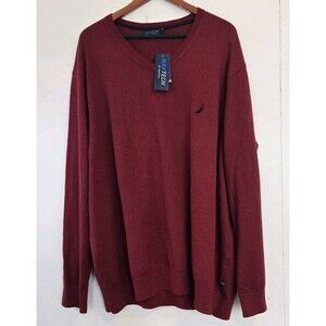 Nautica Sweater Mens 3XL Navtech Performance Maroon V Neck Casual Office NWT